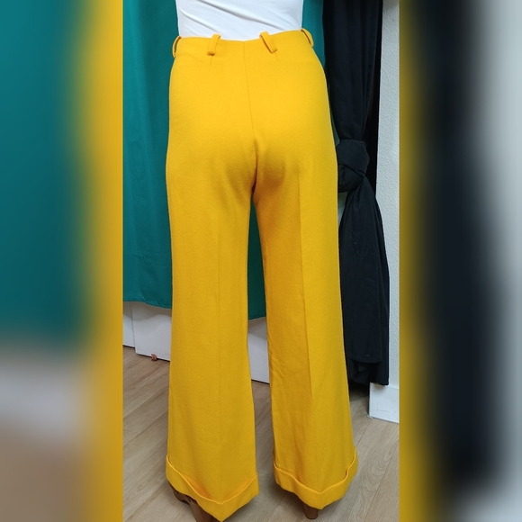 SOLD Vintage Addenda Women's XS Yellow Wool USA Wide Leg Sailor Nautical Pants - Picture 3 of 6
